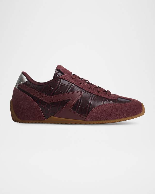 Retro Runner Slim Croc-Embossed Leather Sneakers